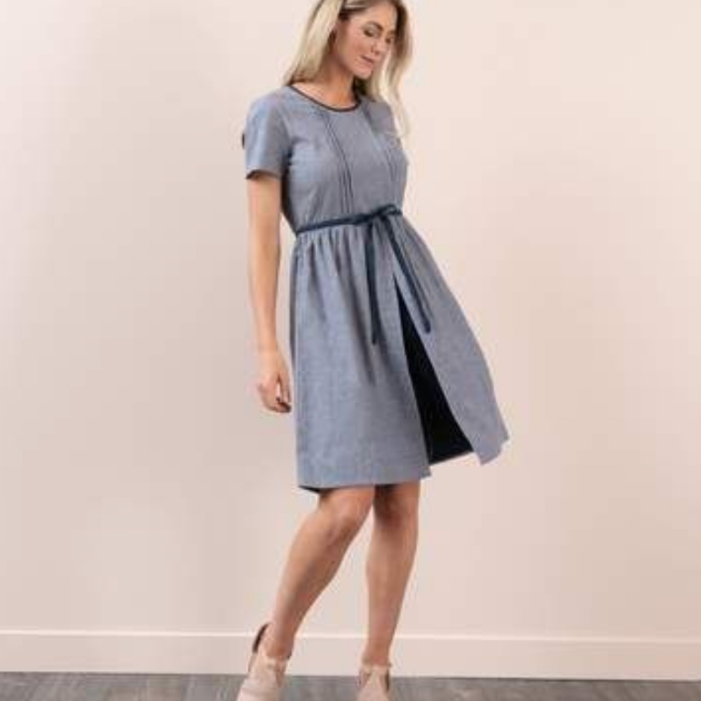 DOWNEAST Blue Linen Dress.